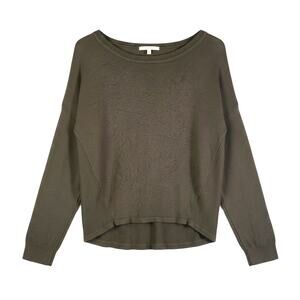 Pink Rose Womens Scoop Neck Sweater Olive Green Minimalist Grunge Casual Comfort